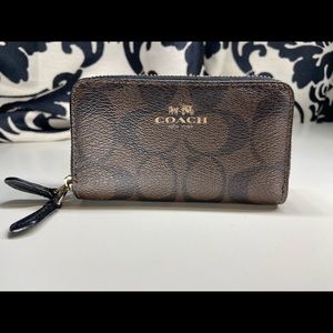 Coach Leather Small Double Zip Coin Case